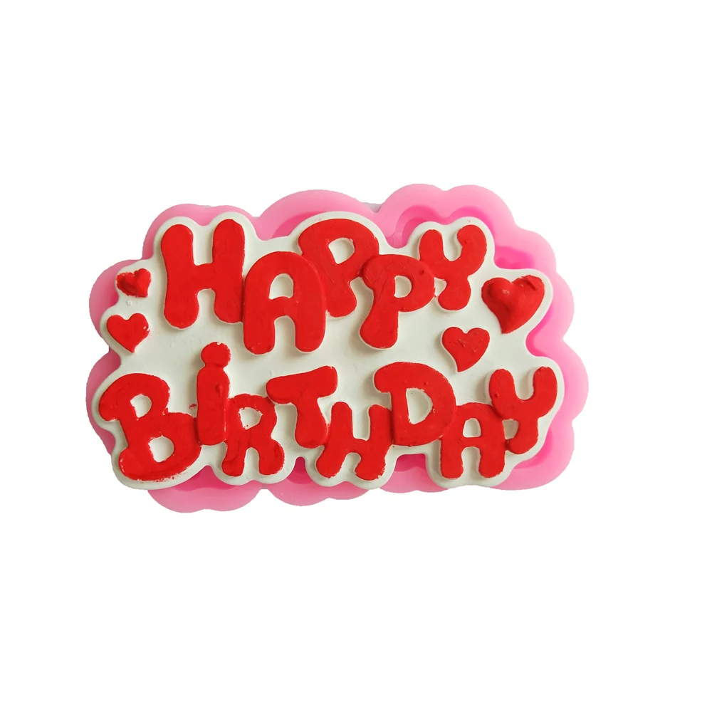 

'Happy Birthday' Shape Fondant Cake Silicone Mold CookieChocolate Molds Biscuits Candy Mould Baking Cake Decoration Tools