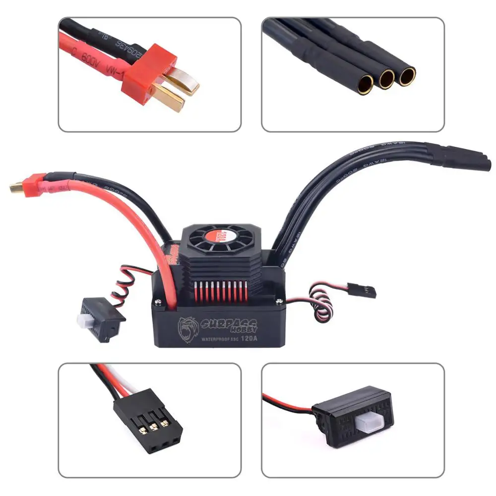 RC 3670 2650kv Sensorless Brushless Motor W/ Brushless ESC 120A + Heatsink Cover + S1500M 15KG Servo Waterproof For 1/10 RC Car