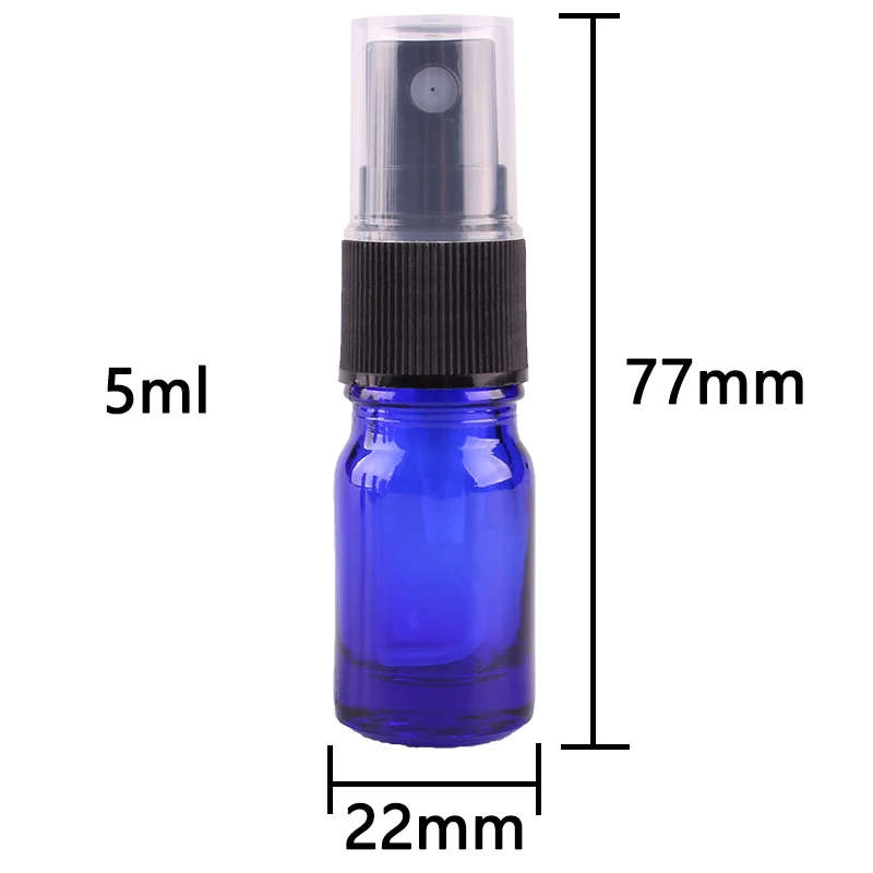 24pcs 5ml Cobalt Blue Glass Spray Bottle w/ Black Fine Mist Sprayer essential oil bottles empty cosmetic containers