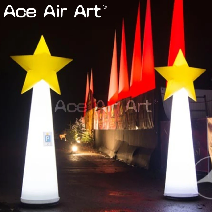 Beautiful LED Lighting Inflatable Cone with Yellow Star for Event and Stage Decoaration