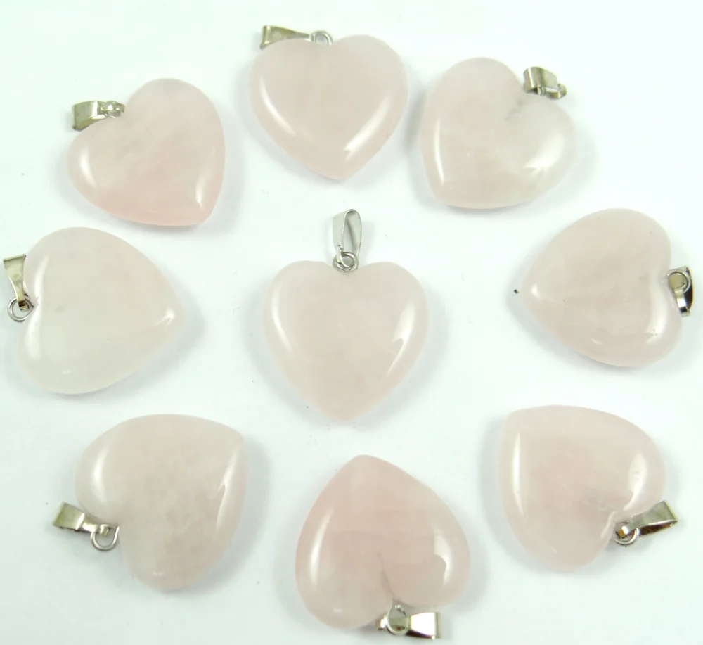 Natural Stone Heart-shaped Turquoises Quartz crystal tiger eye Charms Pendants for diy Jewelry Making necklace Accessories 50pcs