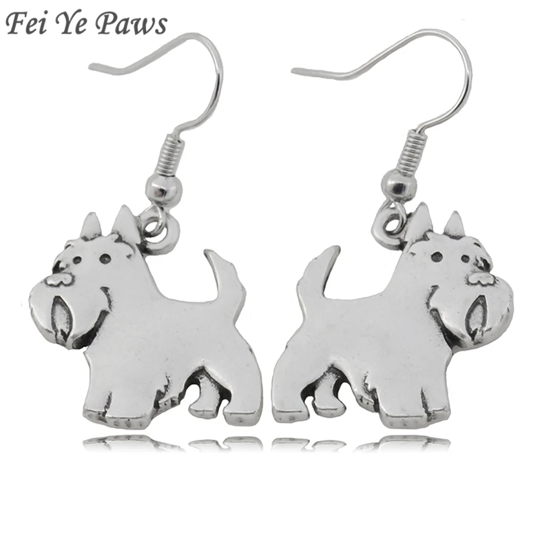 

Fei Ye Paws Punk Scottish Terrier Dog Charm Drop Earrings Metal Long Animal Earrings For Women Girls Pet Lover Jewelry