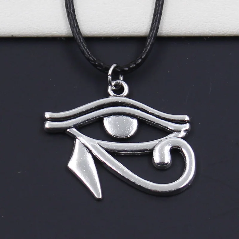 New Durable Black Faux Leather Eye Of Horus Cord Choker Charm DIY Necklace Pendant Retro Boho Tibetan Silver Color