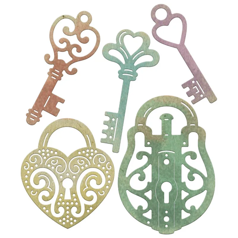 

5pcs/Set Whimsical Locks and Keys Metal Cutting Dies Stencil for DIY Scrapbooking Photo Album Embossing Paper Cards Decor Crafts