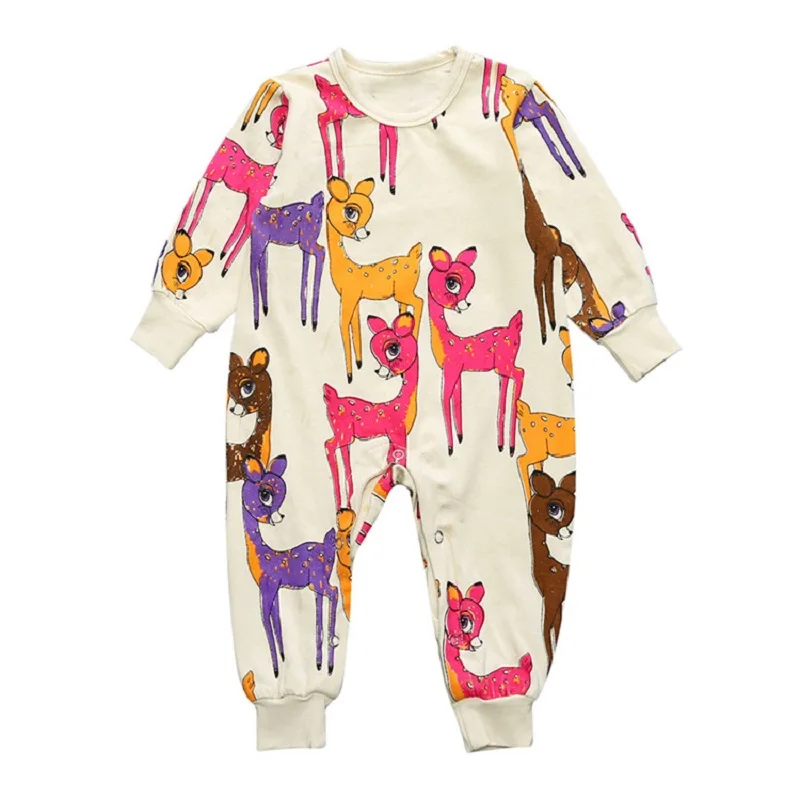 Sika Deer Baby Girls Romper Newborn Sleepwear 100% Cotton Infant Jumpsuit Baby Pajamas Overall Bebe Roupas 0-24Month Clothing