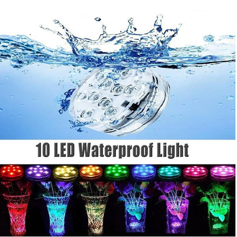 3 10 13leds Swimming pool lights with remote control RGB dive light durable LED bulb portable underwater night light battery