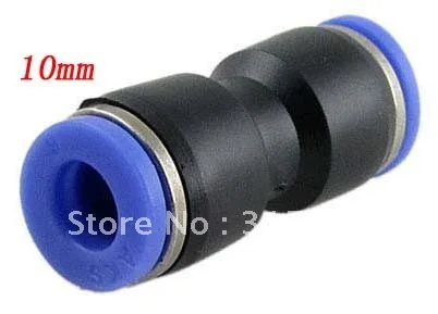 Free Shipping 100PCS/LOT 10mm to 10mm Push In Ends Straight Quick Fittings Adapter