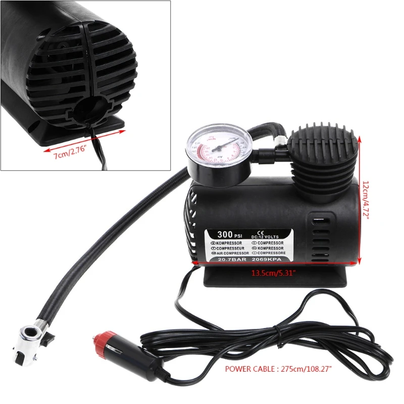 2024 New 300PSI ElectricTire Tyre Inflator Pressure Gauge Tester 12V Air Compressor Pump Universal For Vehicle Motorcycle Car
