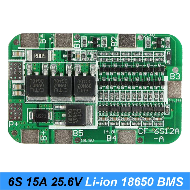 Turmera 6S 21.6V 25.2V 15A BMS Lithium Battery Protection Board for 24V 25V Screwdriver Shurika and Vacuum Cleaner Battery Pack