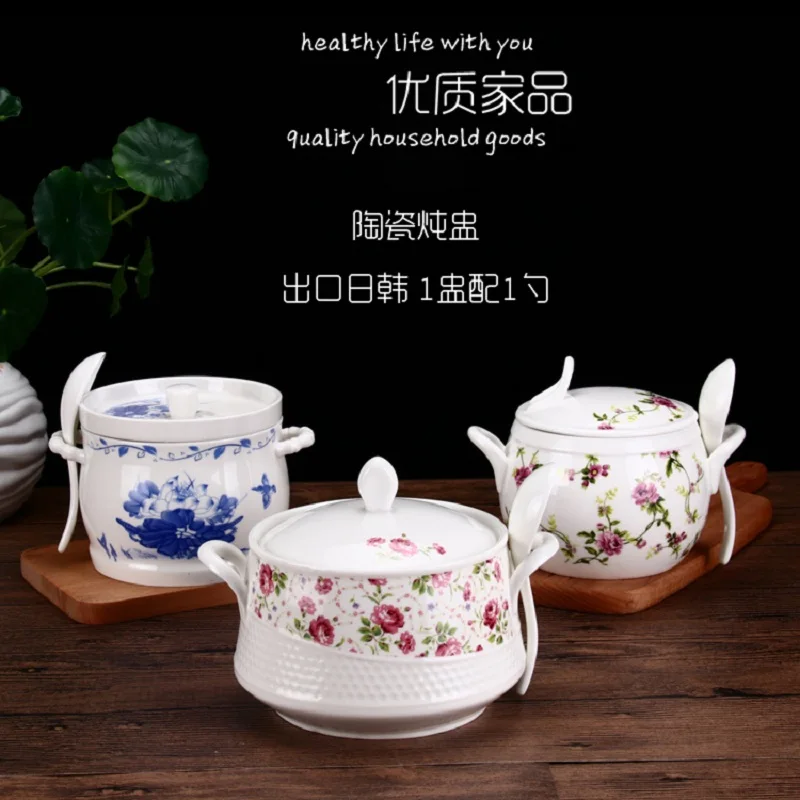 guci With a cover ceramic stew  Japan  Korea ears water bird's nest soup soup pot stew cup white liner