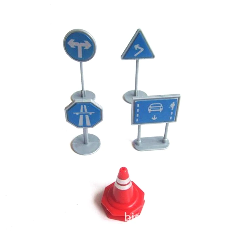 6pcs/set 75mm Height Sandbox Traffic Road Signs Models Home Decor Figurines Miniatures Children's Science Education Toys