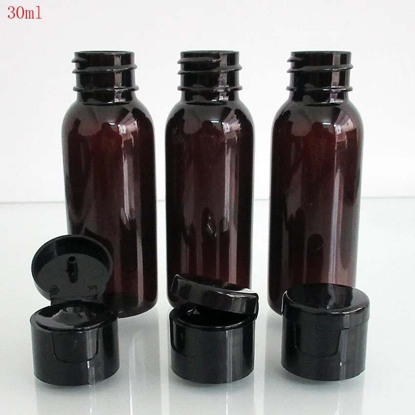 10pcs 1OZ/30ml Amber bottle PET plastic Empty Refillable bottle for tatto Ink,Eliquid,interchangeable Round bottle with flip cap