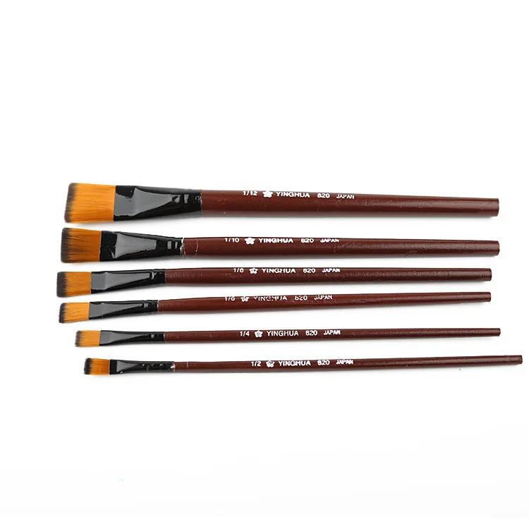 6Pcs Nylon Hair Wooden Handle Different Size Watercolor Acrylic Oil Paint Brush Set For Drawing Painting Art Supplies