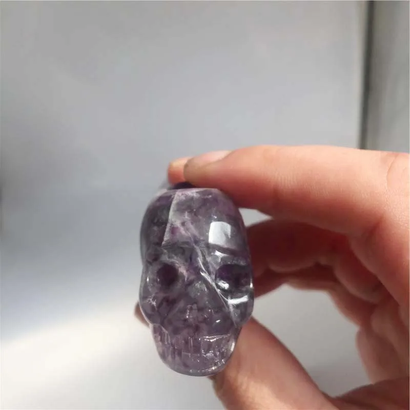 Unique Custom Skulls Natural Rainbow Fluorite Carved Tobacco Smoking Pipe