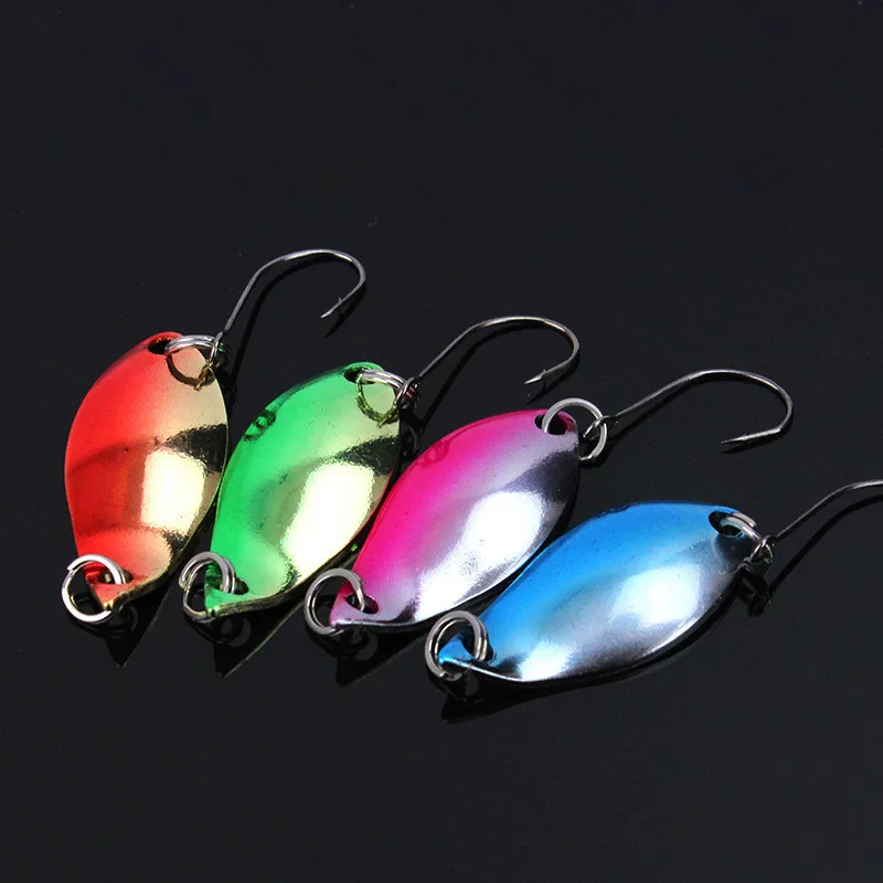 Fishing Spoon Lure Double Color Spoons Artificial Metal Lures Bait Single Hook Iron 3cm/2.5g Lot 4 Pieces