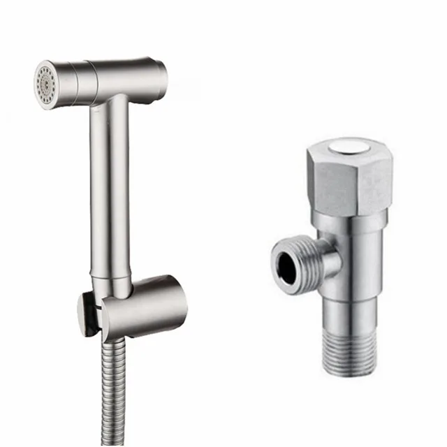 stainless steel two function Toilet Hand held Bidet Diaper Sprayer Shower and stainless steel angle valve BD888