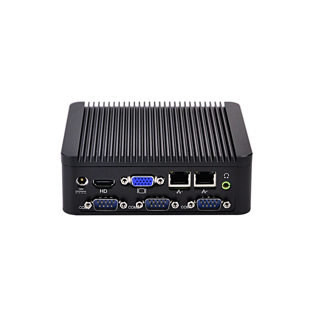 Qotom Mini PC Baytrail  j1900,4 COM Industrial micro pc 2 ethernet x86 Fanless Desktop Industrial Mini Computer