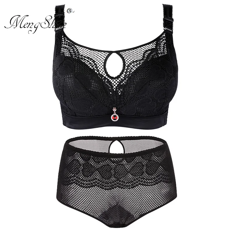 

Underwear Suit Woman Sexy lace big size bra set Fat MM 100 kg breathable gathering lingerie femme plus size bra set 120D 52E