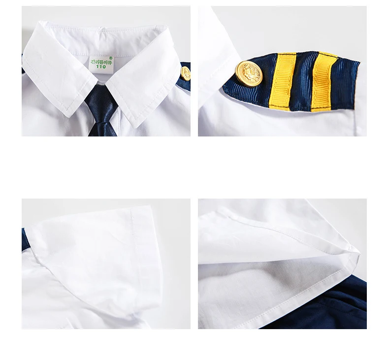 Kids Summer School Uniform Class Suit Tie T-shirt Skirt Shorts 2pcs Baby Boys Girl Choral Uniforms Children Clothing Set X3