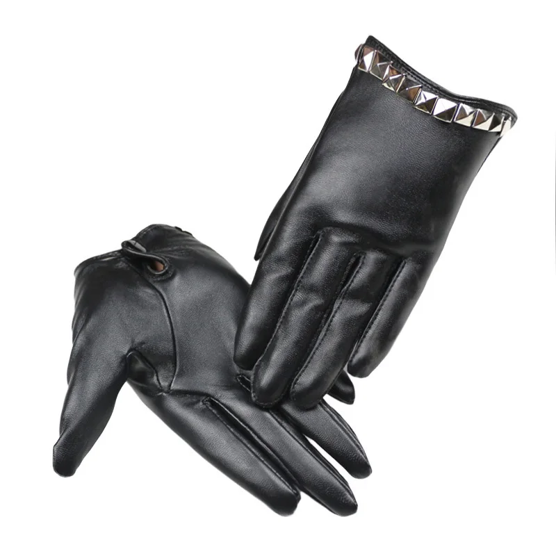 Fashion Female Night Club Pole Dancing Leather Gloves Women Gothic Punk Rivets Rock Show Half Palm Full Finger Fitness Gloves A4