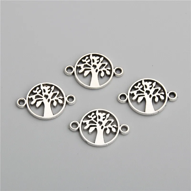 50pcs Tibetan Silver Color Peace Tree Connector Charms Diy Bracelet Necklace Pendant Jewelry Finding A2748