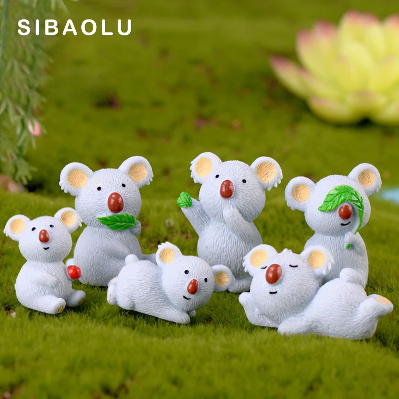 

Koala Bear Brothers Figures animal Model Miniature figurine wedding decoration doll fairy garden statue Home Gift Moss garden