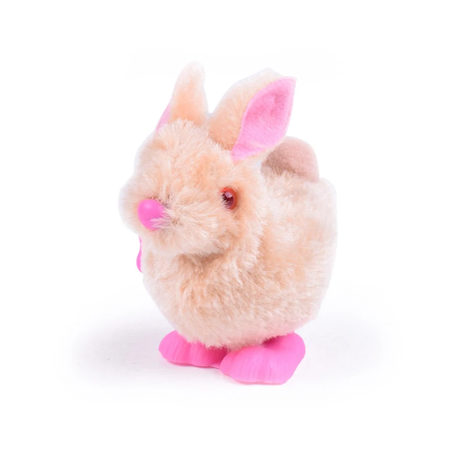 1Pcs Cute Plush Rabbit Wind Up Toy Random Color for Kids Baby Toys Cartoon Clockwork Jumping Walking Toy for Kids Children Gifts