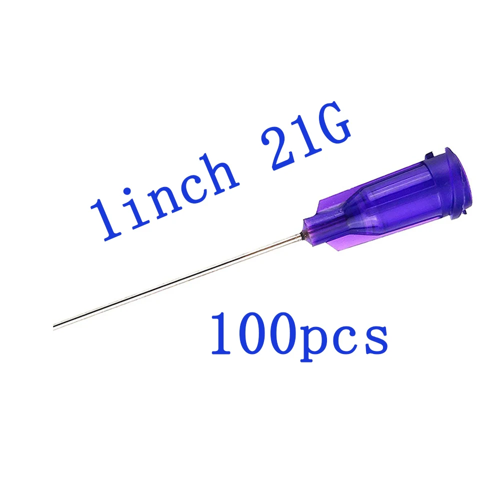 Dispensing Needles with Luer Lock 21G x 1Inch Length,Blunt Tip Syringe Needle 21Ga For Industrial Mixing Many Liquid,100pcs