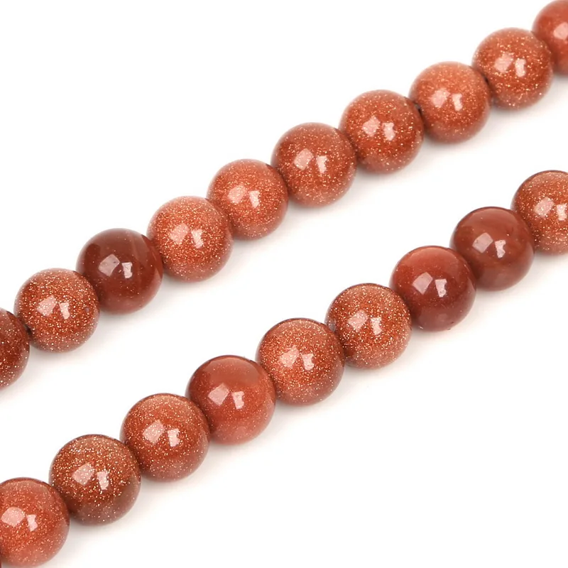 Gold Sand Natural Stone Beads Round Spacer Loose Beads 15\