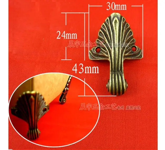 

Free shipping 50pcs/lotWholesale Hardware Jewelry box feet Corner bracket Decorative box corners Feet care Metal corner 43*30mm