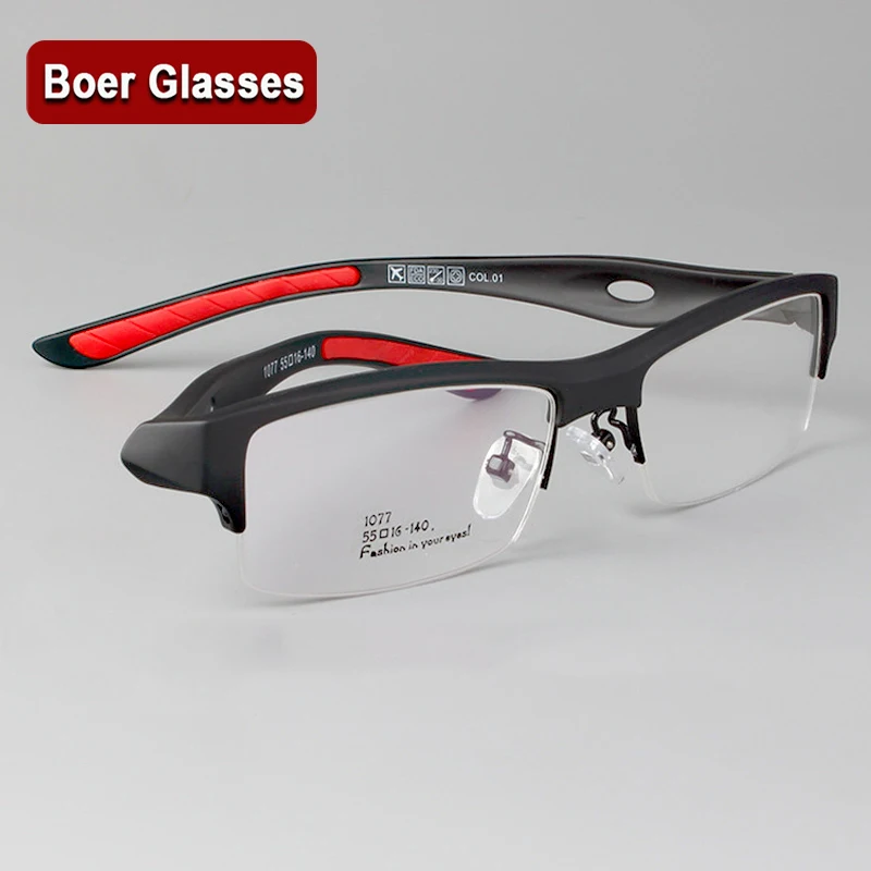 

New Comfortable Semi-Rim Eyeglasses Frame RX-Able Myopia Prescription Men'S Glasses Frame 1077