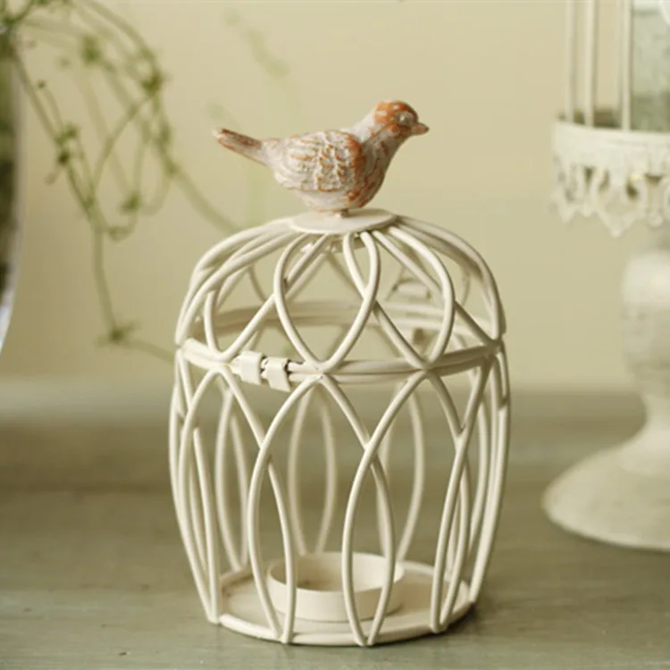 American Village White Iron small bird cage candle decorations home decorations ornaments wedding decorations