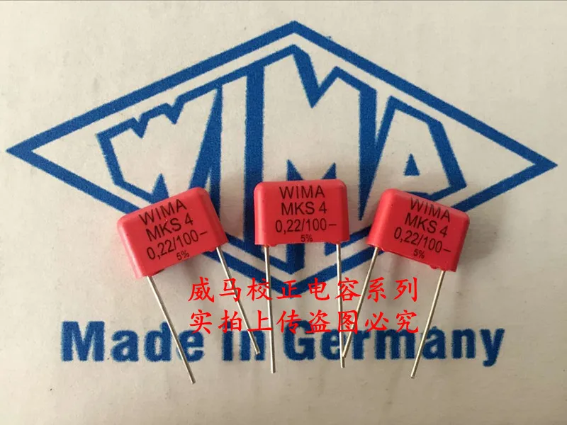 

2020 hot sale 10pcs/20pcs WIMA fever capacitor MKS4 100V 0.22UF 100V 224 220n P: 10mm Audio capacitor free shipping