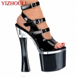 Dance rome 18cm Hand Made High Heel Shoes buckle lady high heel shoes sexy back strap Dance Shoes