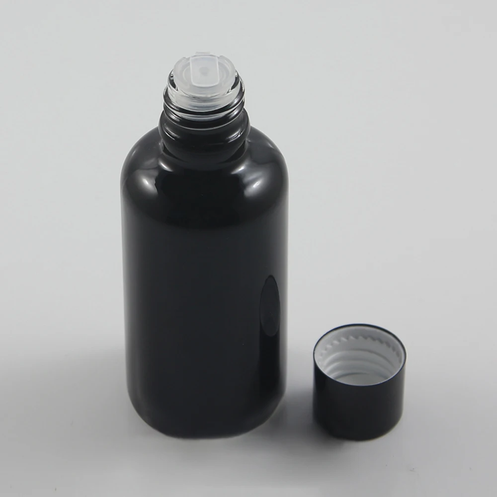 

500pcs 50 ml black bottle with shiny black cap and insert 3#