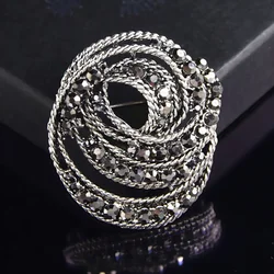 Vintage Fashion Stunning Black Crystal Rhinestone Wedding Bouquet Brooch For Women Hot Selling Jewelry Pin