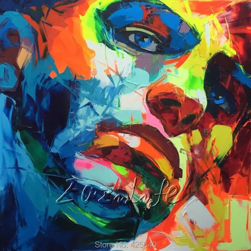 

Palette knife painting portrait Palette knife Face Oil painting Impasto figure on canvas Hand painted Francoise Nielly 14-7