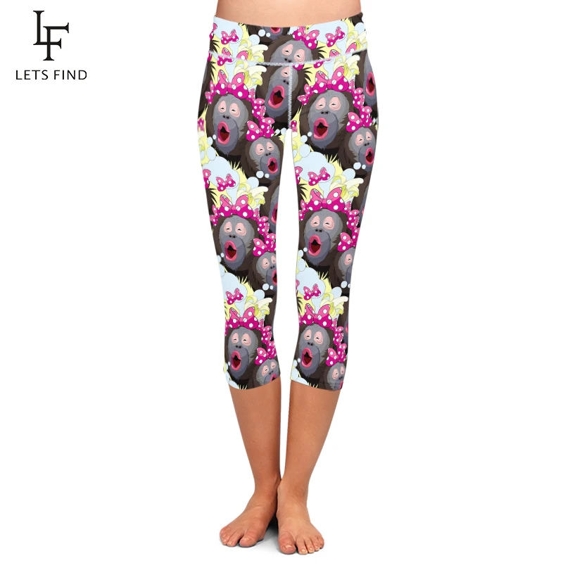 

LETSFIND Summer Style Women's Capri Leggings Fashion Cute Cartoon Design Digital Printing High Waist Fitness Pants Hot Sale