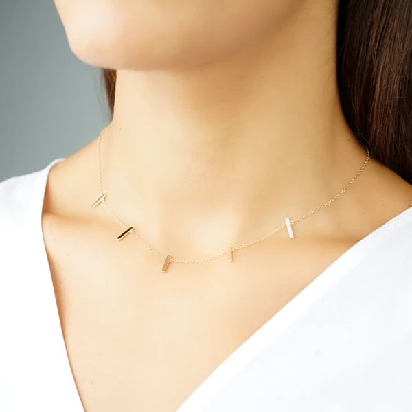 Joyería de moda geométrica, barra fina, barra alta pulida, Gargantilla de color oro rosa y plata, collar simple, barato, 2017