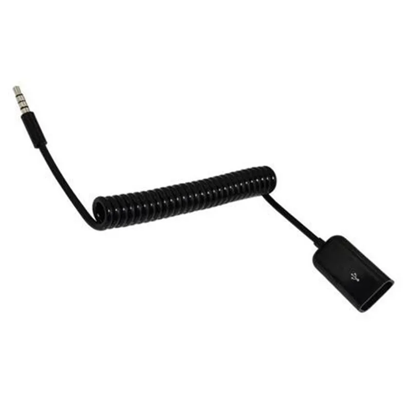 LBSC-Cable de alimentación de sincronización, espiral en espiral de 3 pies, 3,5mm, 4 polos, 3 Alas, macho A USB 2,0 A hembra