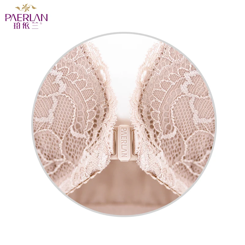 PAERLAN Wire Free Front Closure of the Women bra Floral Lace one-piece small chest Push Up Seamless sexy underwear Bow 3/4 Cup