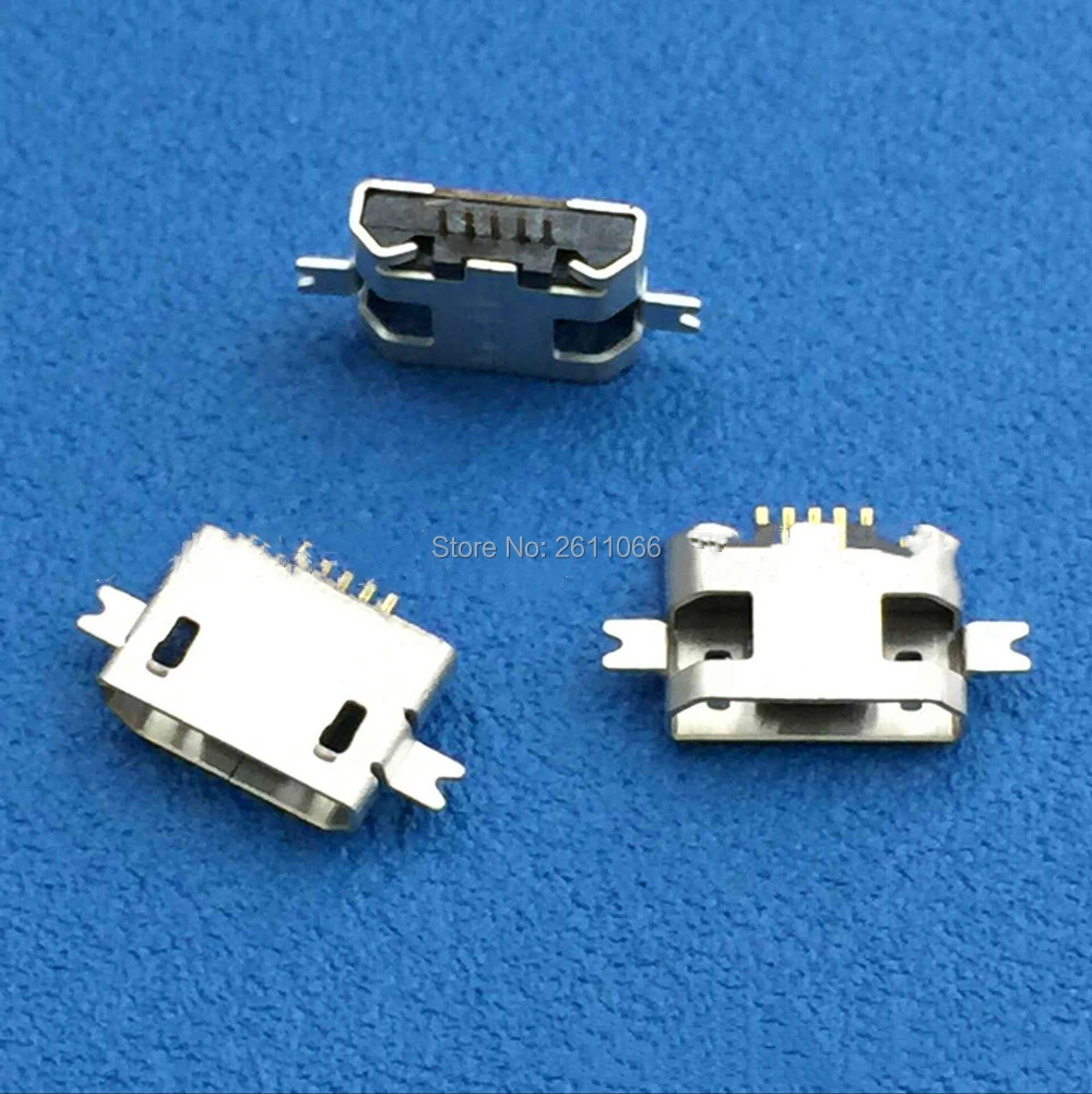 100 pcs Micro connector zware plaat 1.0 SMD 2 voeten Mini usb 5 P vrouwelijke Tablet opladen voor Motorola NI525 mobiele telefoon socket