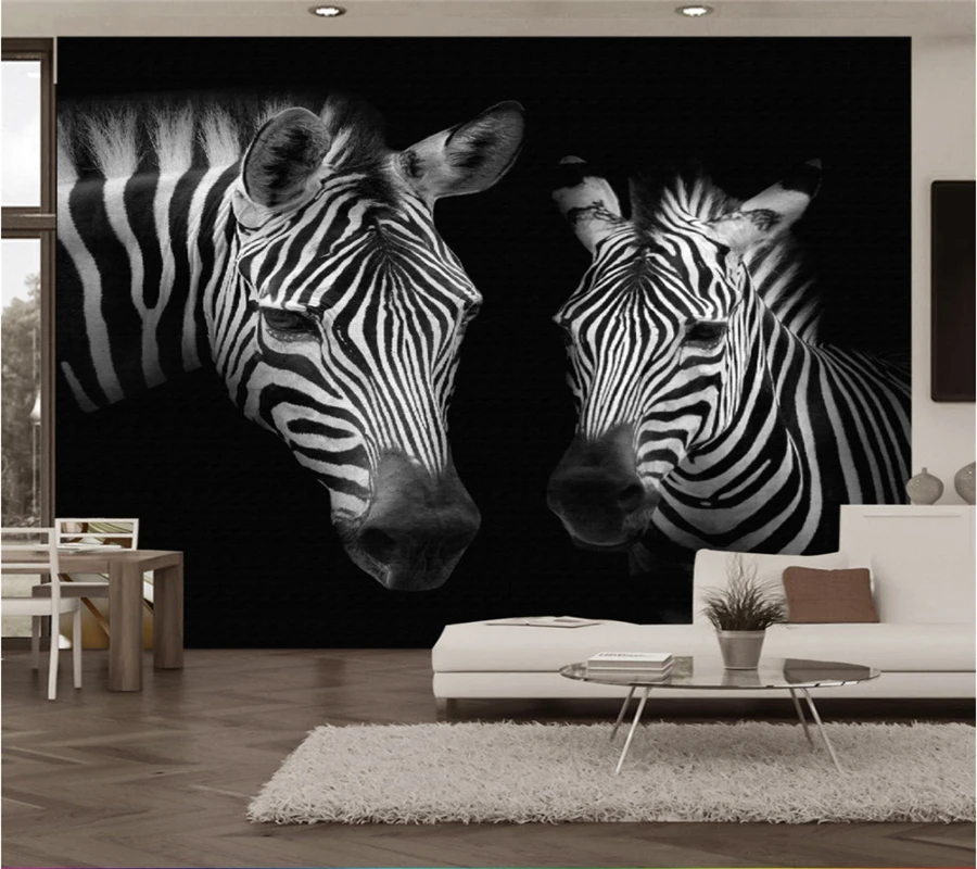 Beibehang Custom wallpaper mural retro vintage black and white zebra mural background walls 3d wallpaper murals papier peint