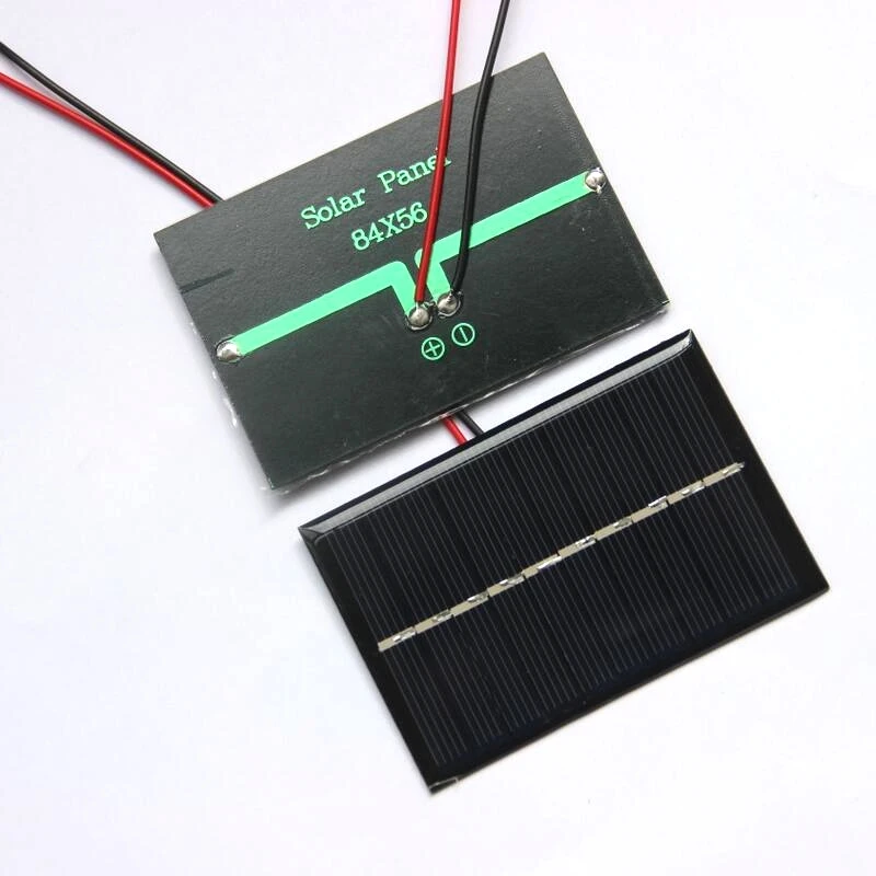 5V 120mA Mini Solar Cell 0.6W Polycrystalline Solar Panel Module With Wire DIY Solar Charger for 3.7V Battery 84*56MM 10PCS