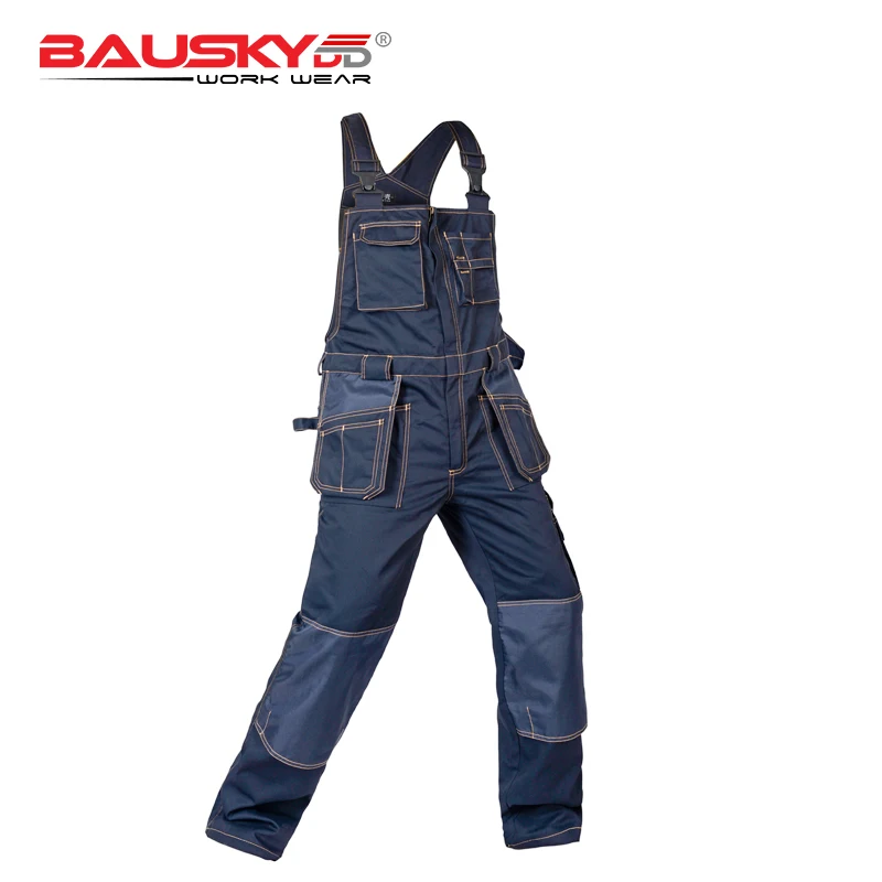 Multi Pocket Work Bib Overalls Men With Knee Pads Working Uniforms Repairman