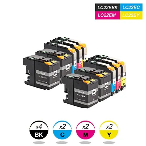 

INK WAY INK WAY 10 PACK LC22E Multipack Inkjet Repalcements for MFC-J5920DW LC-22E LC22E LC22EBK LC22EC LC22EM LC22EY XXL