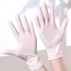 10Pcs Disposable Latex Gloves Anti-skid Acid-base Laboratory Rubber Gloves Powdered Easy Slip On/Off Household Cleaning Supplies