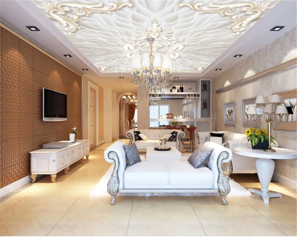 

beibehang Custom 3d wall paper murals 3D Water Wave Jade Continental ceiling Living room bedroom ceiling 3d wallpaper behang