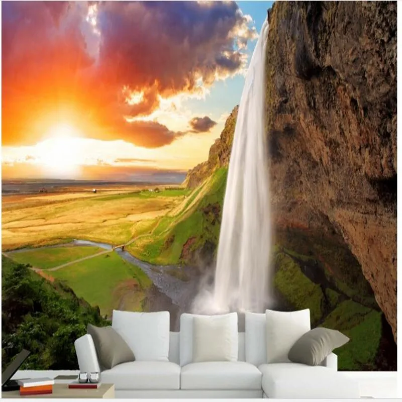 wellyu Custom large - scale murals waterfalls water - generating financial 3D murals landscape background wall  wallpaper