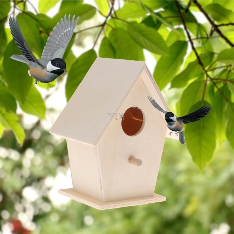 Bird House with Perch Birdhouse to Paint Wall Mounted Wooden Sleeping Nest for Parrot Indoor Outdoor Decorations Dropship